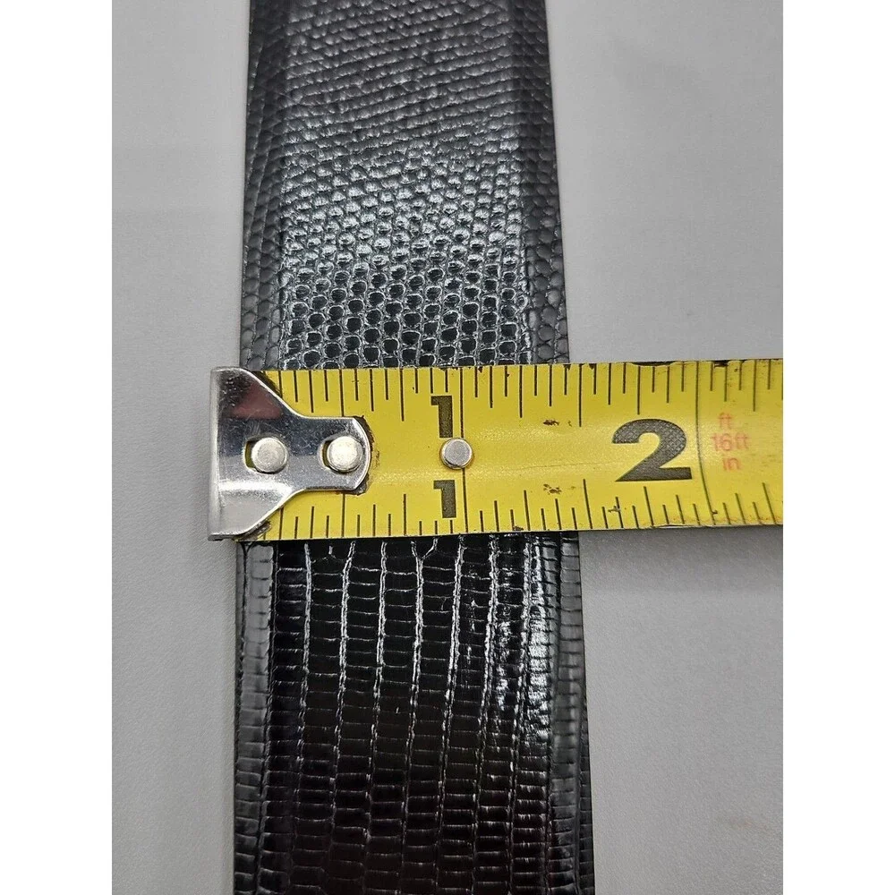 Hand Crafted Java Lizard Leather Belt Size 41 Black Brass USA Made Saddlebags